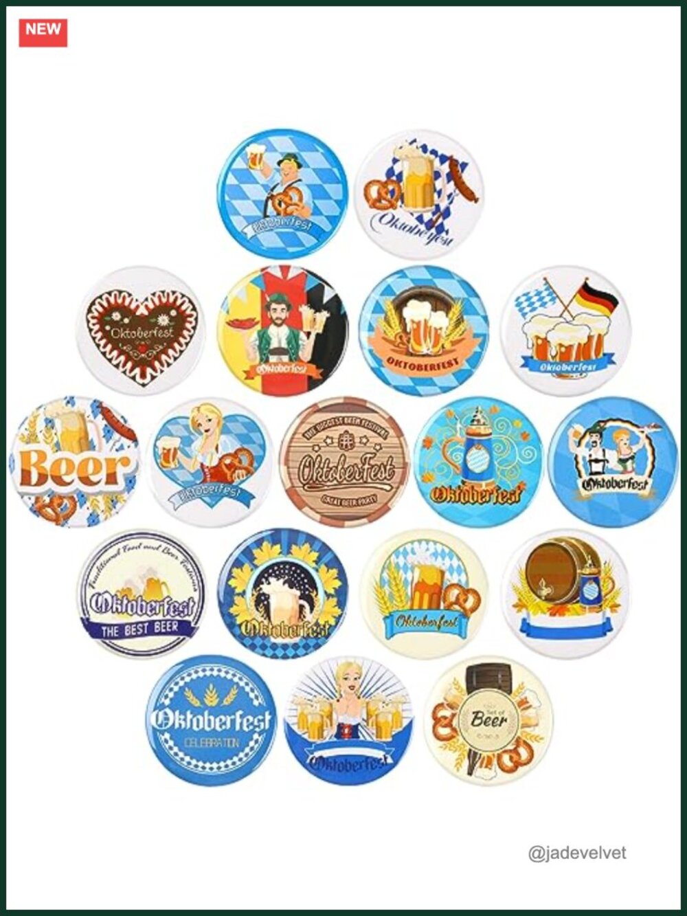 54 Pcs Oktoberfest Buttons Pins Beer Bavarian Festival Badges Party Favors